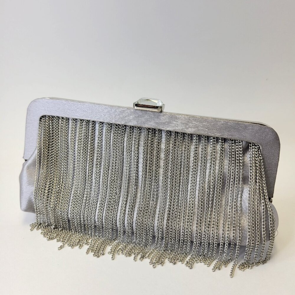 Silver Ruched Clutch Wedding Purse Silvery Evening Purse